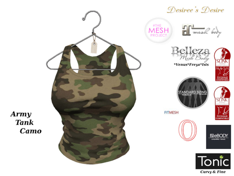 Second Life Marketplace - ::::Desiree's Desire:::: Army Tank Camo DEMO!